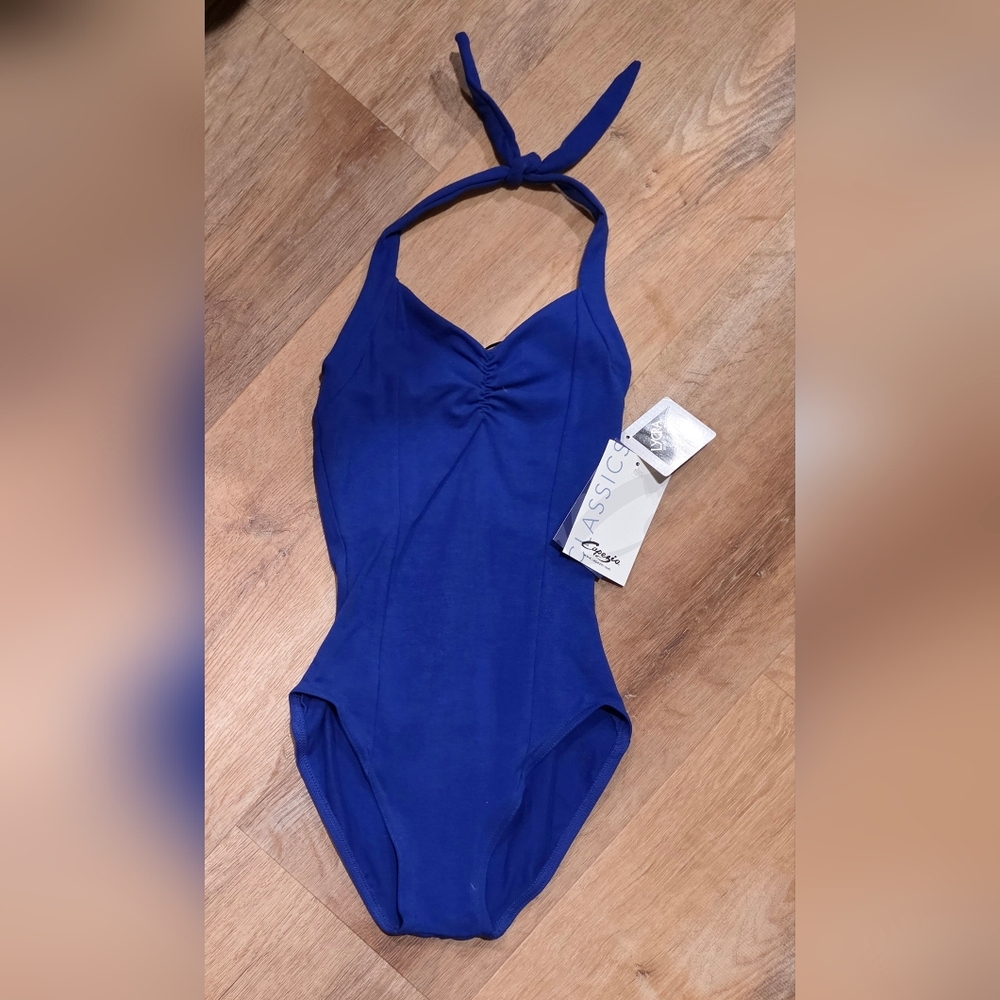 Capezio Classic Cotton Lycra Halter Royal Blue Dance Leotard - XS (027)